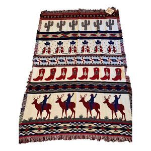 Cowboy Christmas Southwest Design Throw NWT